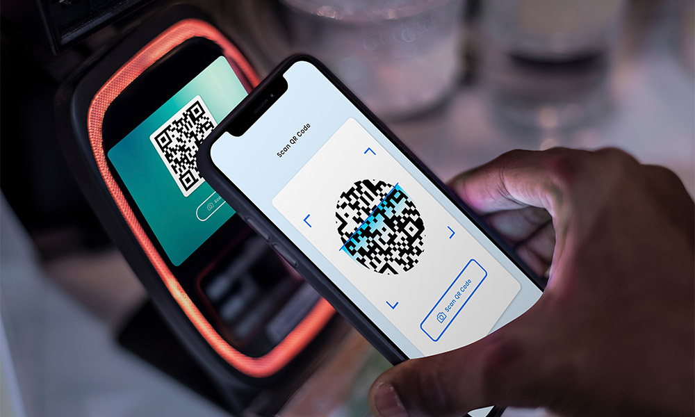 Contactless and cashless payment through qr code and mobile bank Contactless and cashless payment through qr code and mobile banking